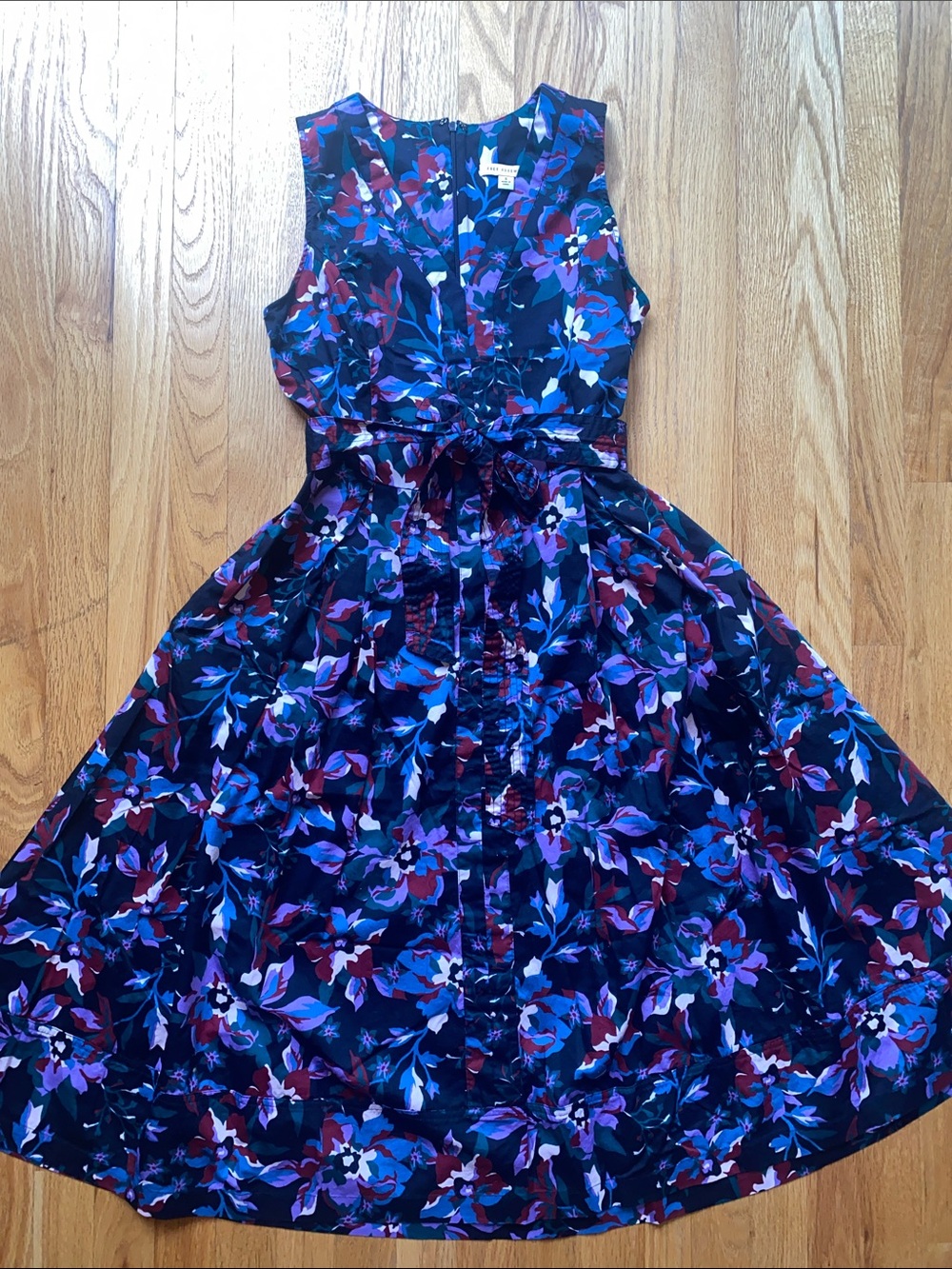 Sleeveless Floral Maxi Dress in Navy with Purple Accents - it has pockets!